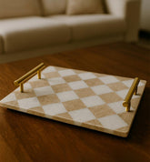 White & Beige Checkered Tray - Saey Fragrances ™