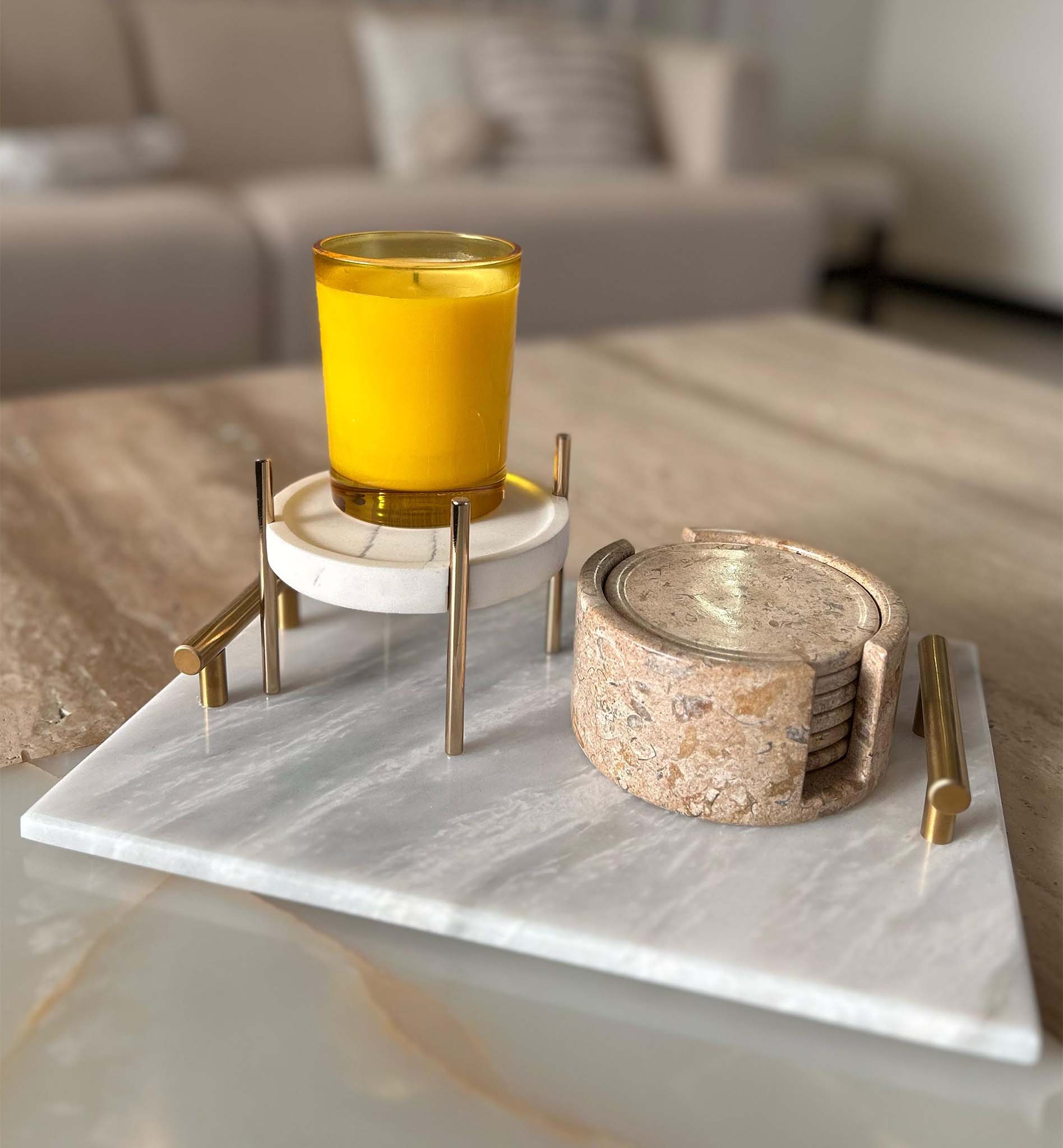 White Ziarat Marble Tray - Saey Fragrances ™